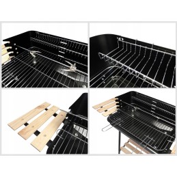 Sodo kepsninė su anglimis, 2 grotelės, 3 lentynos, ratukai