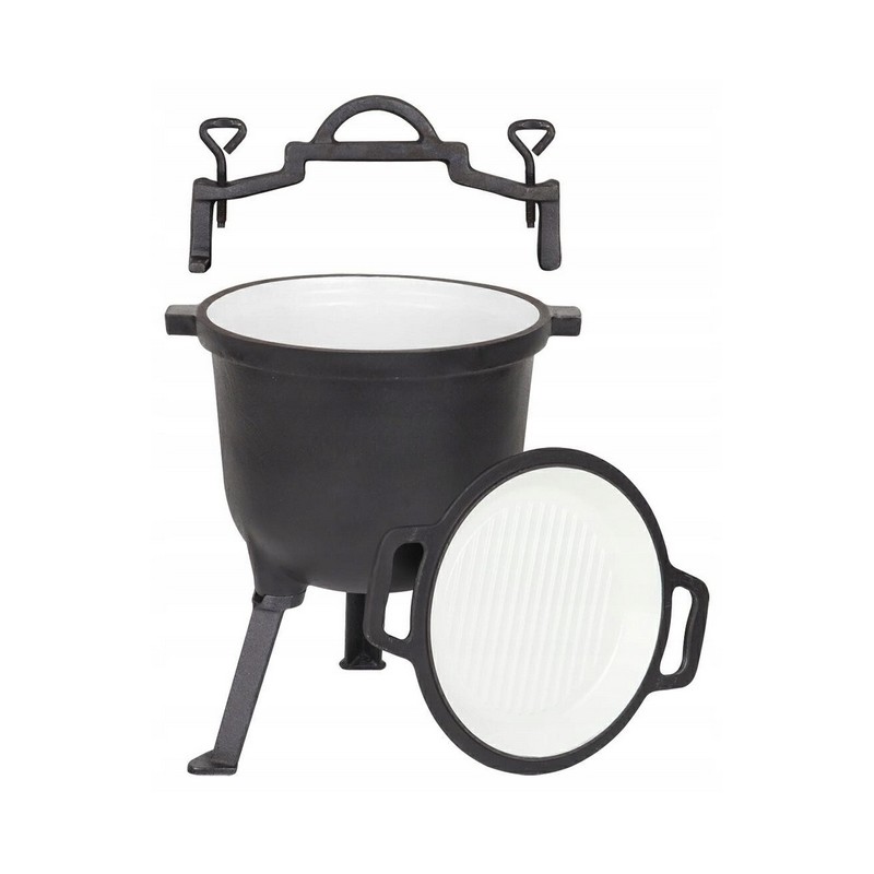 2in1 emaliuotas medžioklinis katilas su grilio dangteliu 8l kepsniams nemokamai