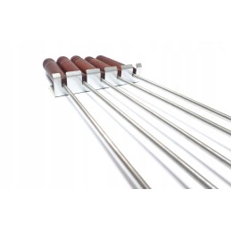 Nerūdijančio plieno kepimo šakės 140cm, 5 vnt. + kabykla