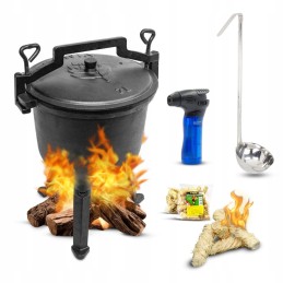 Ketaus medžioklinis katilas + kaušų priedai