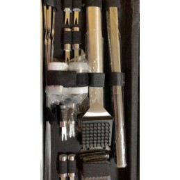 Metaliniai kepsninės indai tvirtame lagamine - 5 dideli bbq elementai