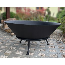 Didelis ketaus sodo židinys, 80 cm, su grilio kojelėmis