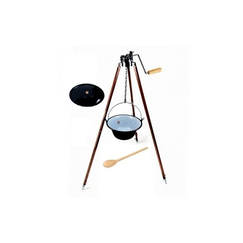 Originalus vengriškas emaliuotas katilas 10l + stovas 180cm + dangtis