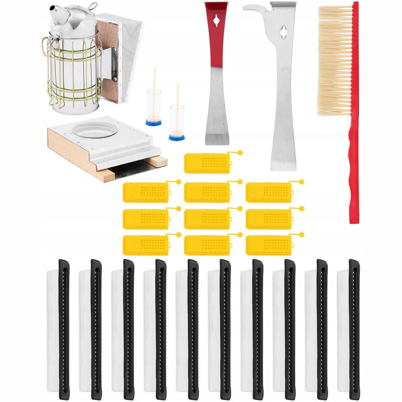 Beekeeping tool set: smoker, chisel, broom, feeder 26