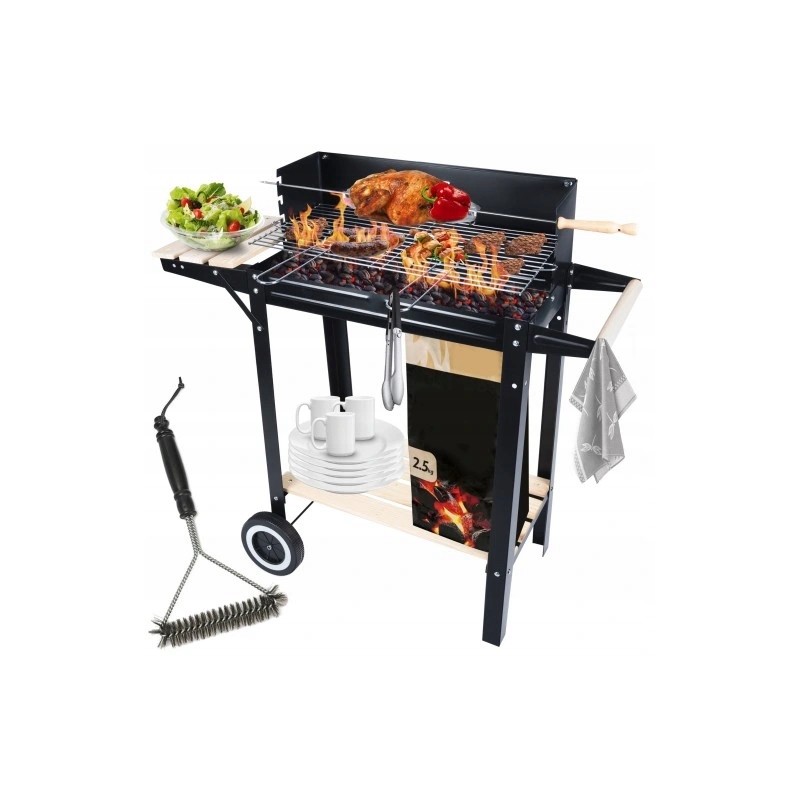 ⭐⭐Didelė anglies kepsninė ant ratų, iešmai, lentynos, grilis + nemokamas šepetys⭐⭐