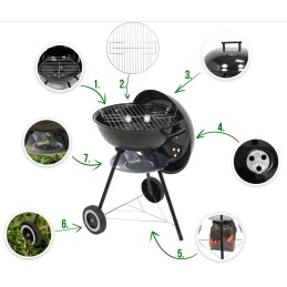 Apvalios sodo anglies kepsninės su pelenų keptuvės dangčiu