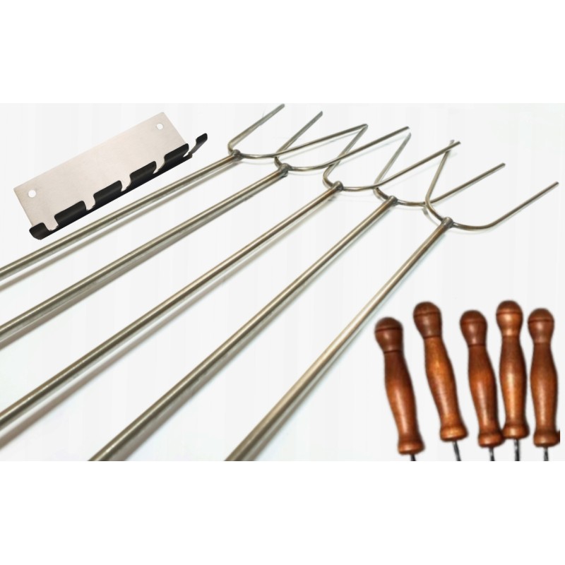 Nerūdijančio plieno pagaliukai laužui, kepsninės pagaliukai, 140 cm, 5 vnt! + pakaba