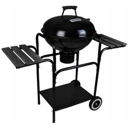 Sodo kepsninė su anglimis / 3 lentynos / su dangteliu ant ratukų - juodos spalvos