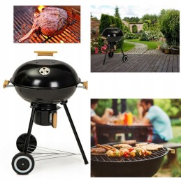 Tvirtas sodo anglies grilis ant ratų, lentynos, didelės grotelės, židinys ir židinys