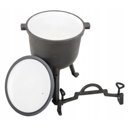 ❎laisvai stovintis ketaus katilas, 8l talpos medžioklės puodas, emaliuotas❎