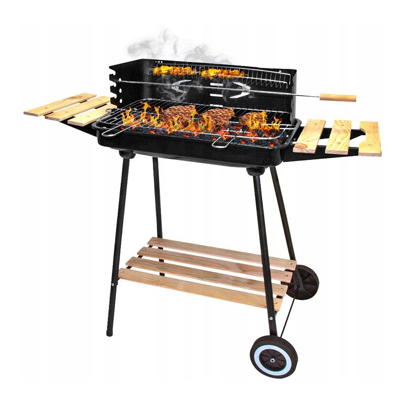 Sodo kepsninė su anglimis ant ratų, 3 lentynos + iešmas