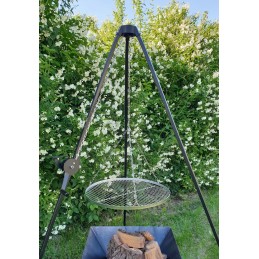 Nerūdijančio plieno grotelės, apvalios, 70 cm, nerūdijanti grandinėlė, komplektas liukso trikojiui