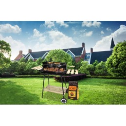 Anglies kepsninė ant ratų, didelis iešmas, 3x grilio lentynos + nemokamas šepetys ⭐⭐⭐⭐⭐