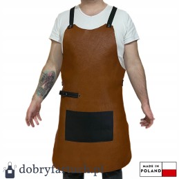 Rankų darbo odinė virtuvės grilio prijuostė židiniui padavėjui