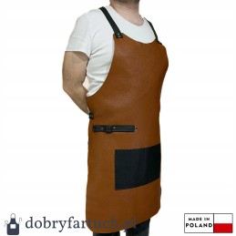 Rankų darbo odinė virtuvės grilio prijuostė židiniui padavėjui