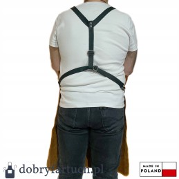 Rankų darbo odinė virtuvės grilio prijuostė židiniui padavėjui