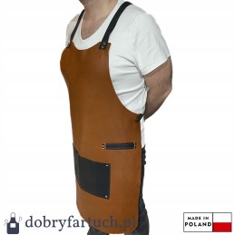 Rankų darbo odinė virtuvės grilio prijuostė židiniui padavėjui