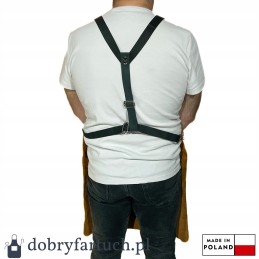 Rankų darbo odinė virtuvės grilio prijuostė židiniui padavėjui