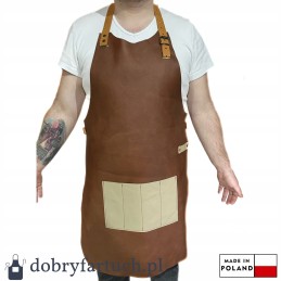 Rankų darbo odinė virtuvės grilio prijuostė židiniui padavėjui