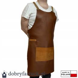 Rankų darbo odinė virtuvės grilio prijuostė židiniui padavėjui