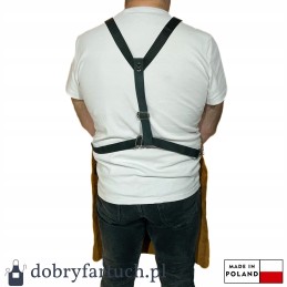 Rankų darbo odinė virtuvės grilio prijuostė židiniui padavėjui