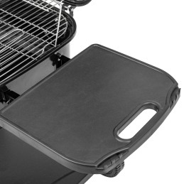 Stačiakampės anglies kepsninės su praktišku dangteliu ir transportavimo ratukais