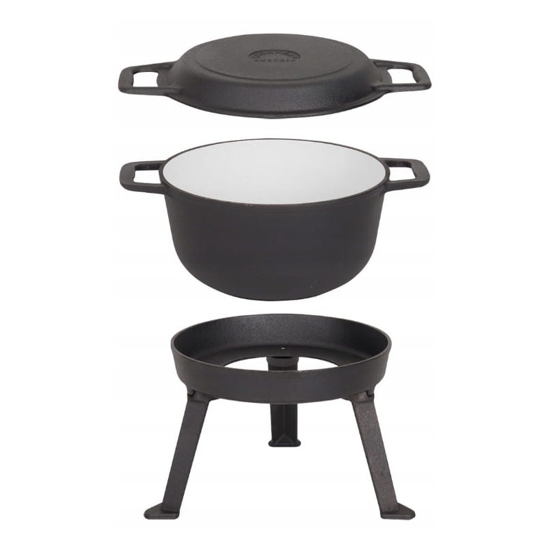 Medžioklinis katilas kepsniams 10l ketaus mk602 emaliuotas Rossner grilis