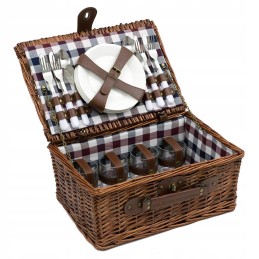 Rudos spalvos pintas pikniko krepšelis 4 asmenims