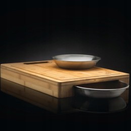 Napoleono pjaustymo lenta su 2 dubenimis, pro serija, nerūdijantis plienas, bambukas