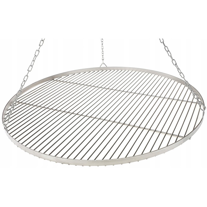 Nerūdijančio plieno grotelės 80 cm apvalios su grandine lux trikojo židinio grotelėms