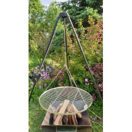 Nerūdijančio plieno grotelės 80 cm apvalios su grandine lux trikojo židinio grotelėms