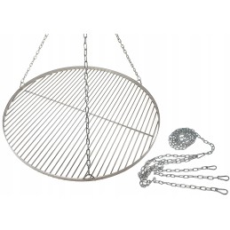 Nerūdijančio plieno grotelės, apvalios, 70 cm, nerūdijanti grandinėlė, komplektas liukso trikojiui