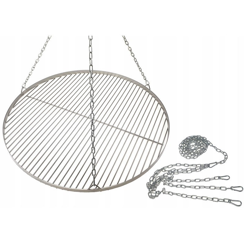 Nerūdijančio plieno grotelės, apvalios, 70 cm, nerūdijanti grandinėlė, komplektas liukso trikojiui