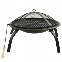 Vidaxl židinys ir grilis 2 viename su pokerio 56x56x49 cm plienu