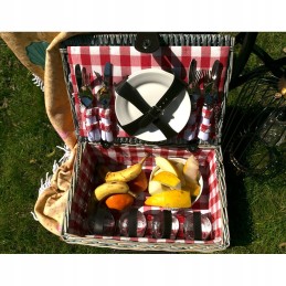 Pintas pikniko krepšelis 4 žmonėms, raudonas ir rudas