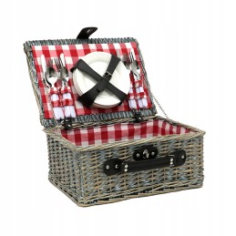 Pintas pikniko krepšelis 4 žmonėms, raudonas ir rudas