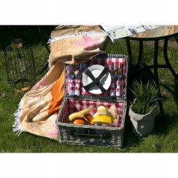 Pintas pikniko krepšelis 4 žmonėms, raudonas ir rudas