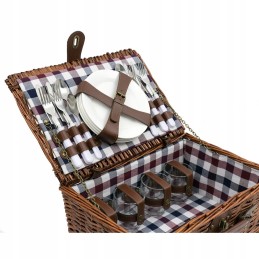 Rudos spalvos pintas pikniko krepšelis 4 asmenims