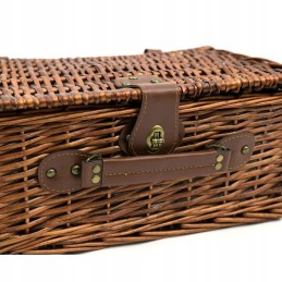 Rudos spalvos pintas pikniko krepšelis 4 asmenims