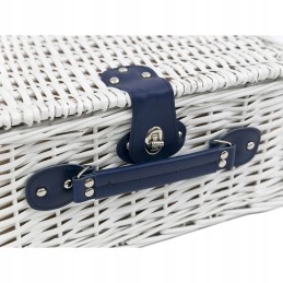 Pintas pikniko krepšys 4 žmonėms, baltas ir mėlynas