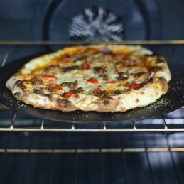 Pizzacraft pc0307 35,5 cm apvali plieninė kepimo skarda - juoda