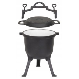 8 litrų talpos medžioklės katilas uždengtas grilio keptuvėje 2 viename