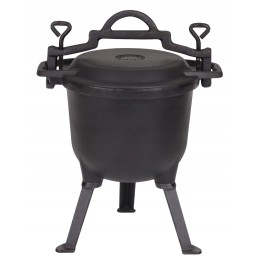 8 litrų talpos medžioklės katilas uždengtas grilio keptuvėje 2 viename
