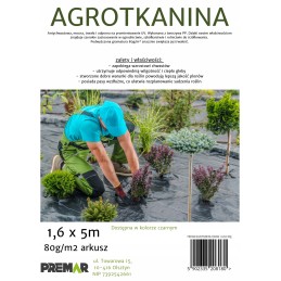 Agrotkanina kilimėlis nuo piktžolių UV storio juodas 1,6x5m 80g/m2