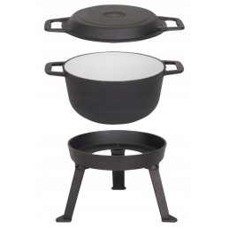 Emaliuotas ketaus medžioklinis katilas 3in1 kepsniai 10l laisvos ugnies mk602