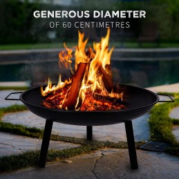 Židinys sodui - sodo židinys vasarai ir žiemai - stipri ir patvari židinys - židinys dviem rankomis - 60 x 29 cm - plienas - juo