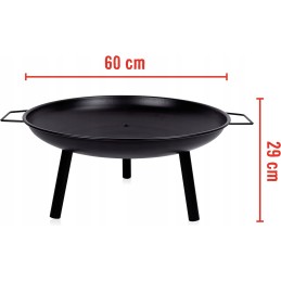 Židinys sodui - sodo židinys vasarai ir žiemai - stipri ir patvari židinys - židinys dviem rankomis - 60 x 29 cm - plienas - juo