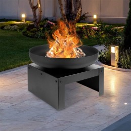 Metalinis sodo židinys su vieta juodai atmosferos medienai, 50 cm