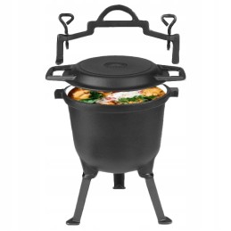 Emaliuotas ketaus medžioklinis katilas 3in1 kepsniai 10l laisvos ugnies mk602