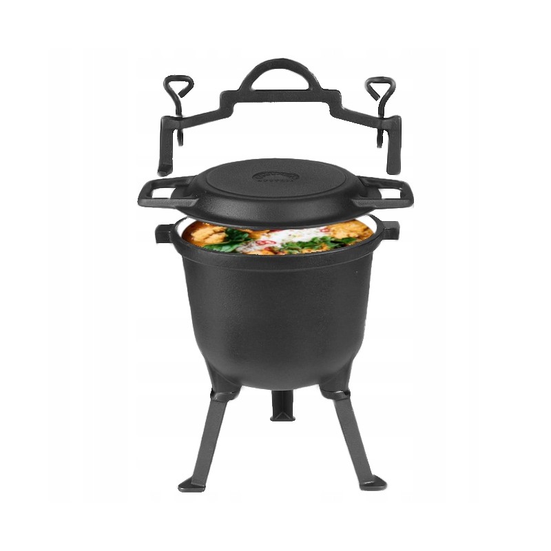 Emaliuotas ketaus medžioklinis katilas 3in1 kepsniai 10l laisvos ugnies mk602